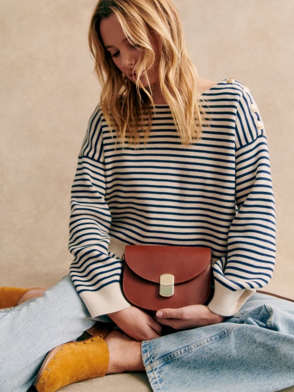 NWT Sezane Daisy Jumper in Natural/Navy size XS and S - Picture 5 of 8